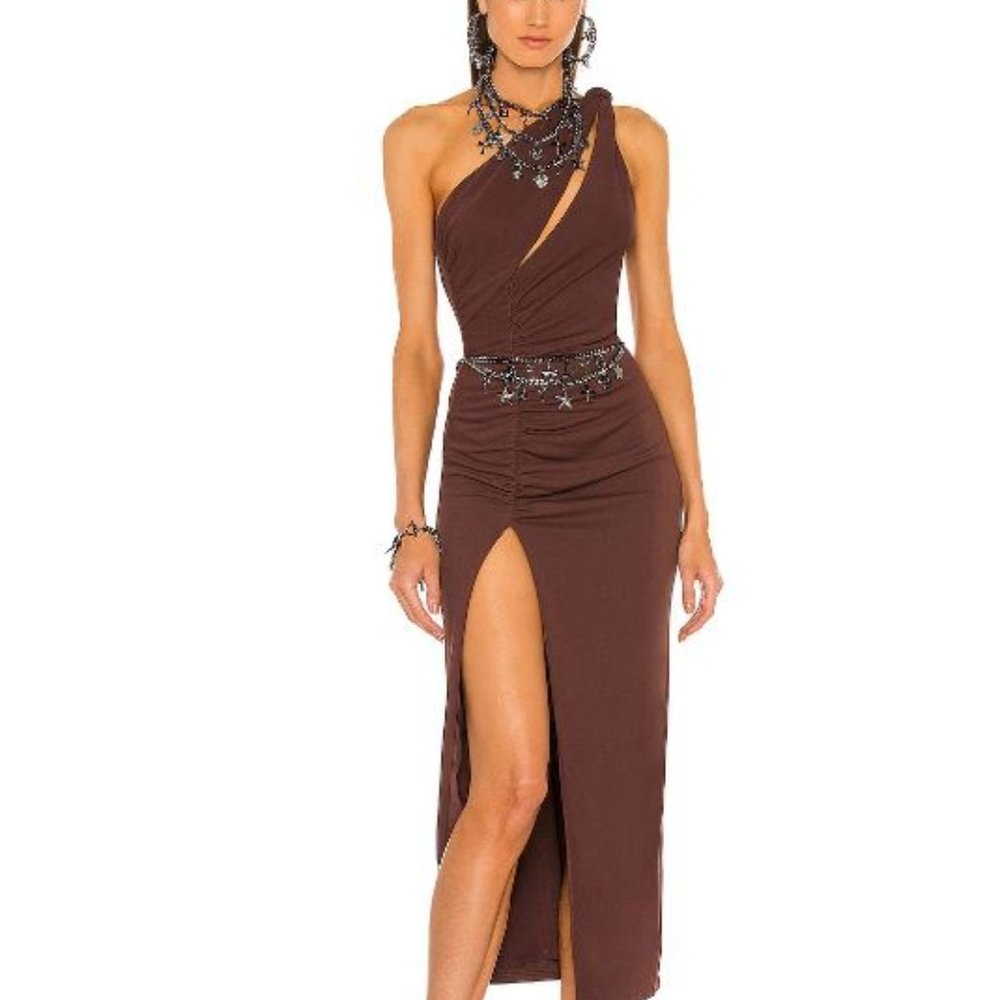 NWT DUNDAS x REVOLVE Kate Midi Dress in Brown S - Picture 2 of 5